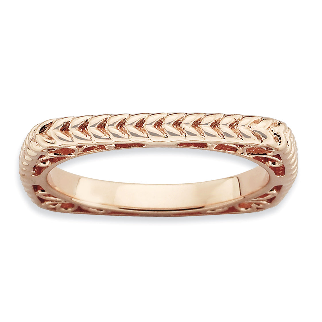 Sterlingsilber Stapelbar Expressions Poliert Rosa Platte Quadratisch Ring