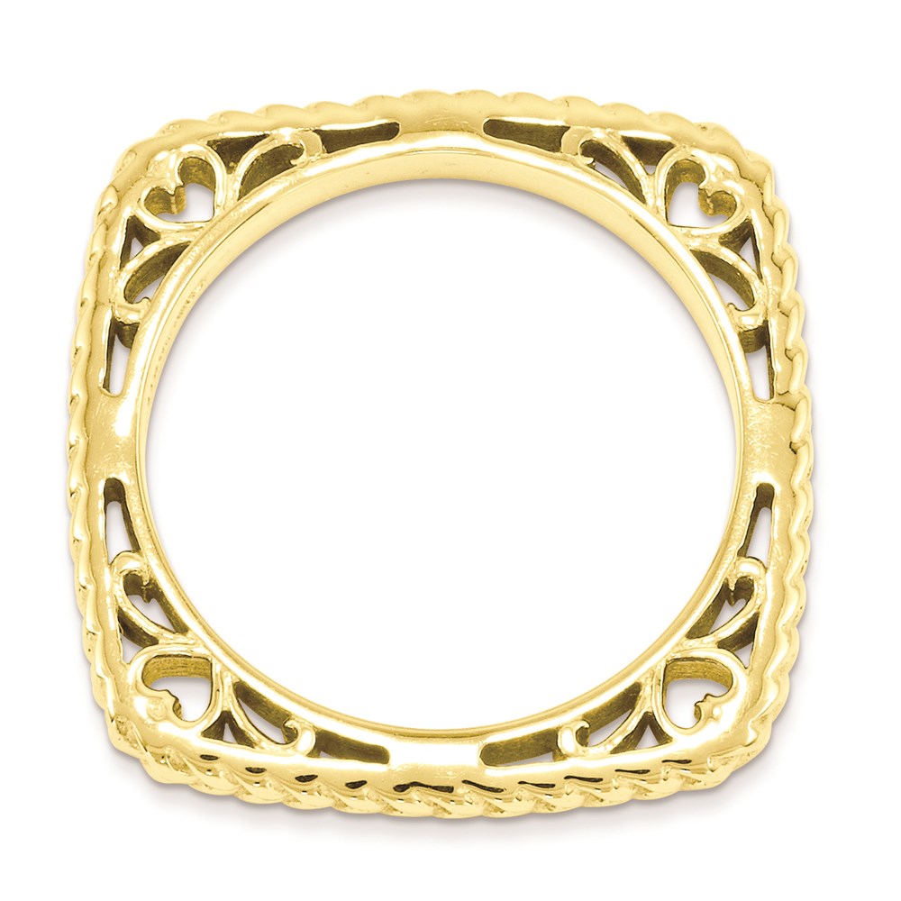 Sterlingsilber Stapelbar Expressions Poliert Gold Platte Quadratisch Ring