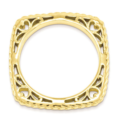 Sterlingsilber Stapelbar Expressions Poliert Gold Platte Quadratisch Ring