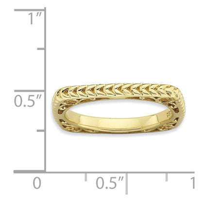 Sterlingsilber Stapelbar Expressions Poliert Gold Platte Quadratisch Ring