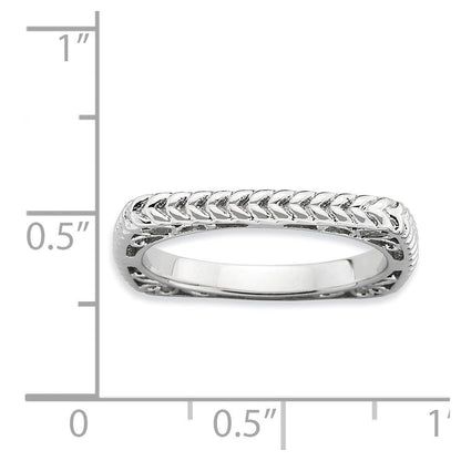 Sterlingsilber Stapelbar Expressions Poliert Rhodium Platte Quadratisch Ring (size 6 Nur)
