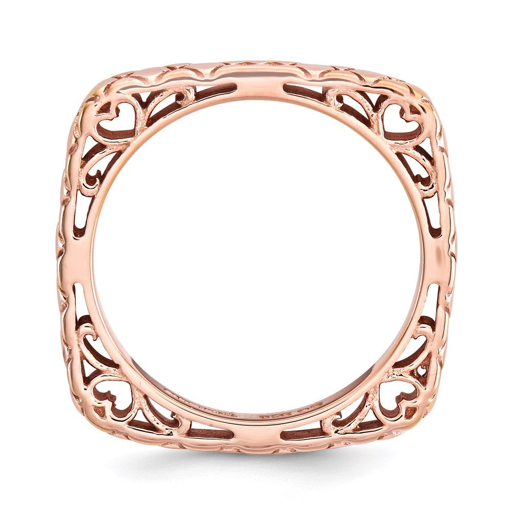 Sterlingsilber Stapelbar Expressions Poliert Rosa Platte Quadratisch Ring (size 7 Nur)