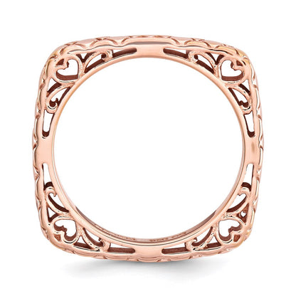 Sterlingsilber Stapelbar Expressions Poliert Rosa Platte Quadratisch Ring (size 7 Nur)