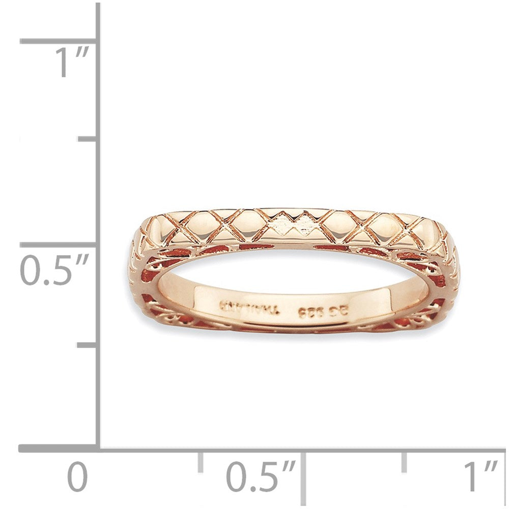 Sterlingsilber Stapelbar Expressions Poliert Rosa Platte Quadratisch Ring (size 7 Nur)