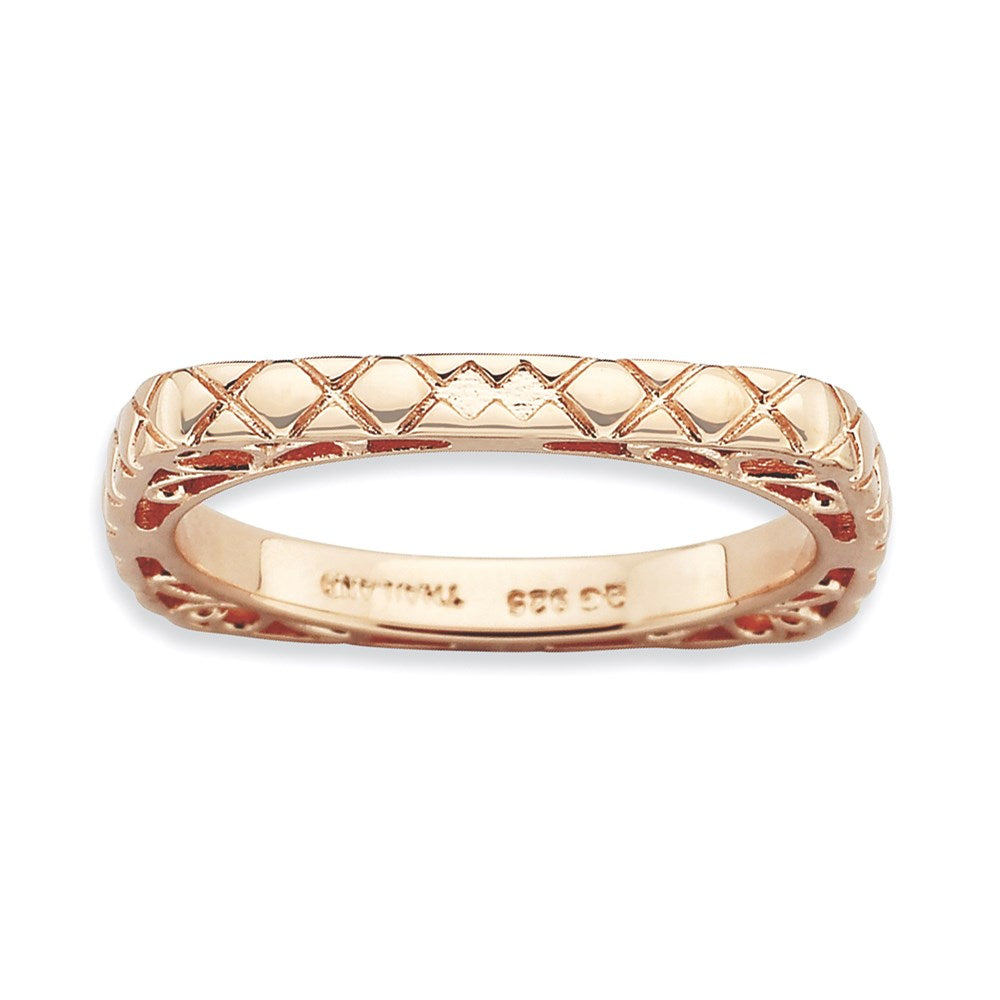 Sterlingsilber Stapelbar Expressions Poliert Rosa Platte Quadratisch Ring (size 7 Nur)