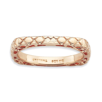 Sterlingsilber Stapelbar Expressions Poliert Rosa Platte Quadratisch Ring (size 7 Nur)