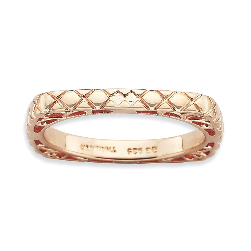 Sterlingsilber Stapelbar Expressions Poliert Rosa Platte Quadratisch Ring (size 7 Nur)
