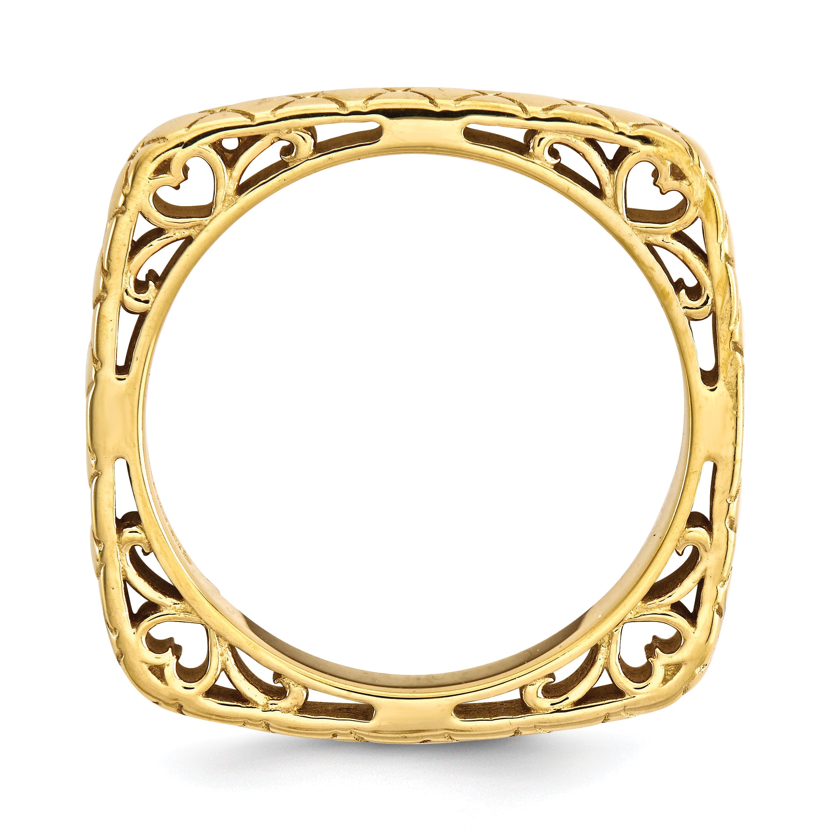 Sterlingsilber Stapelbar Expressions Poliert Gold Platte Quadratisch Ring
