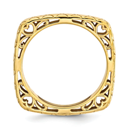Sterlingsilber Stapelbar Expressions Poliert Gold Platte Quadratisch Ring