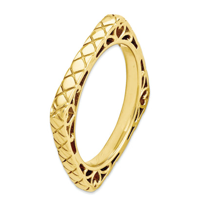 Sterlingsilber Stapelbar Expressions Poliert Gold Platte Quadratisch Ring
