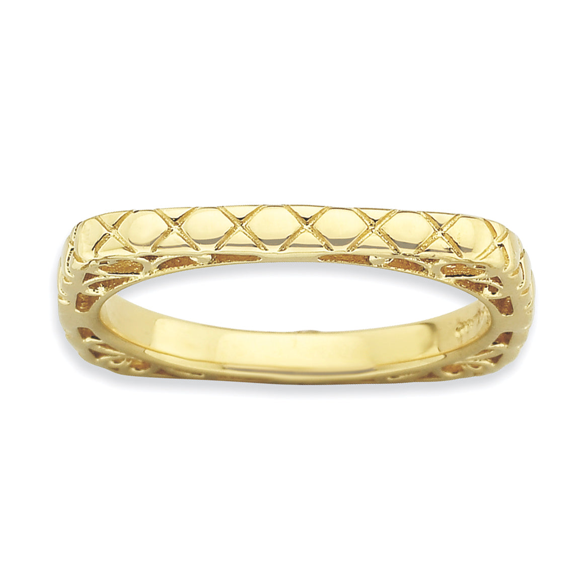 Sterlingsilber Stapelbar Expressions Poliert Gold Platte Quadratisch Ring