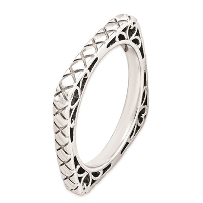 Sterlingsilber Stapelbar Expressions Poliert Rhodium Platte Quadratisch Ring