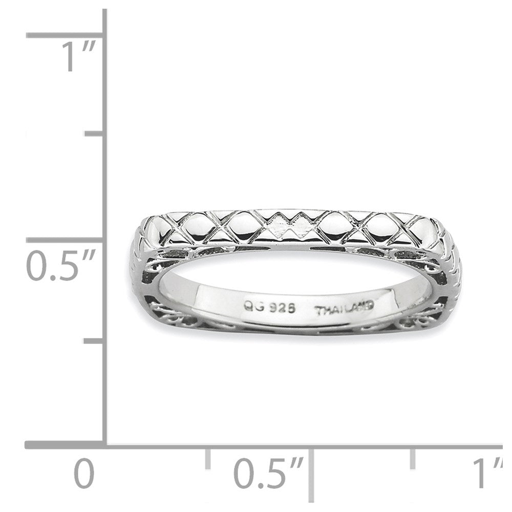 Sterlingsilber Stapelbar Expressions Poliert Rhodium Platte Quadratisch Ring