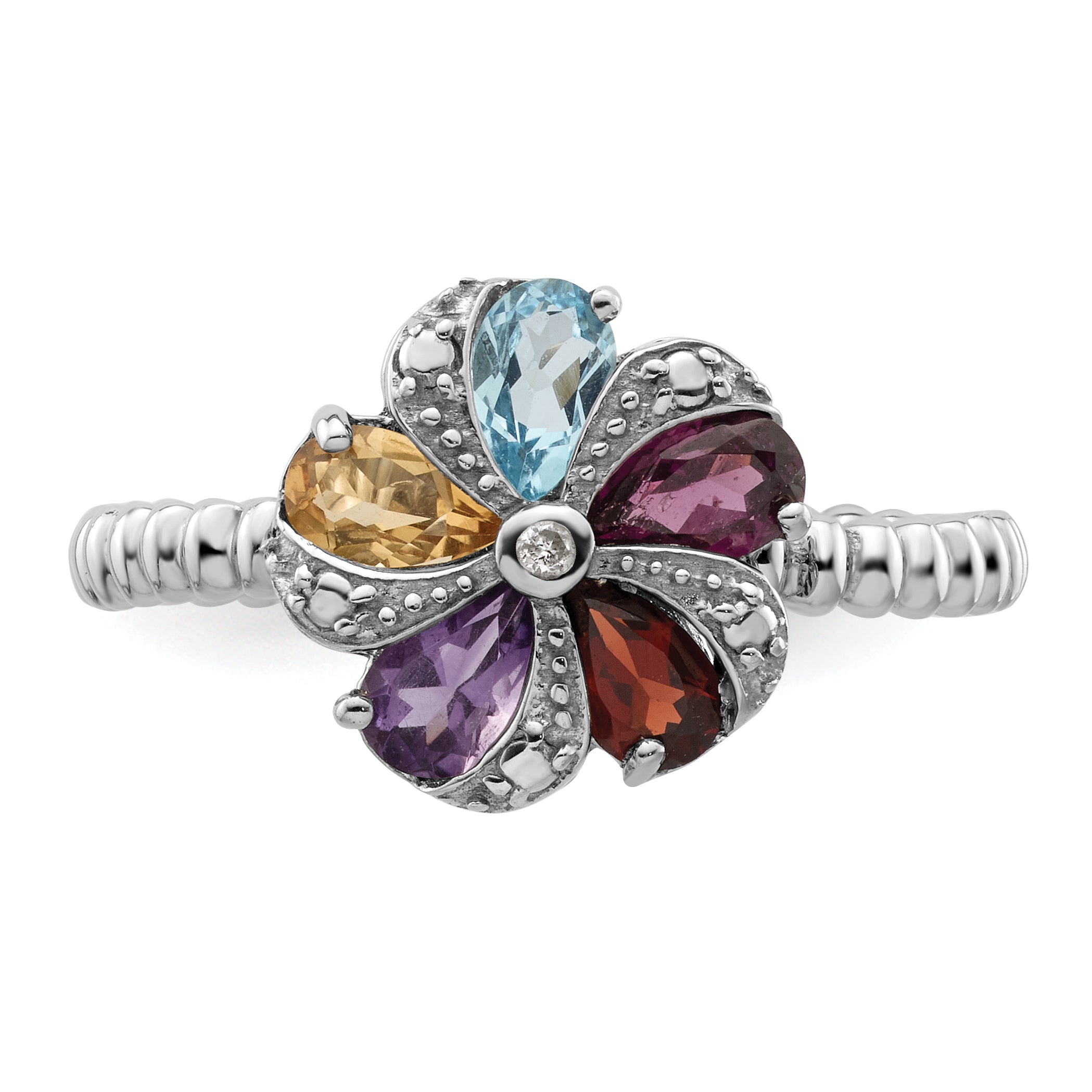 Sterlingsilber Stapelbar Expressions Edelstein & Diamant Ring