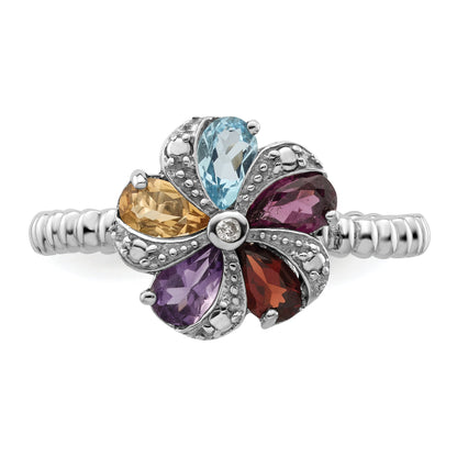 Sterlingsilber Stapelbar Expressions Edelstein & Diamant Ring