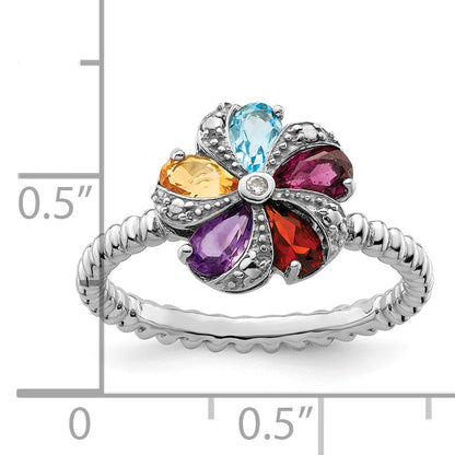 Sterlingsilber Stapelbar Expressions Edelstein & Diamant Ring