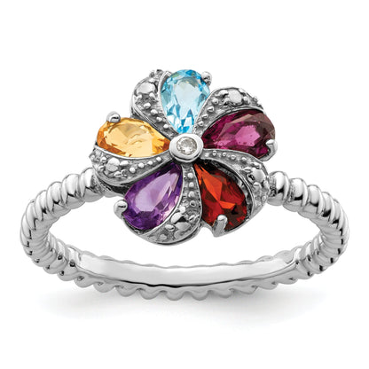 Sterlingsilber Stapelbar Expressions Edelstein & Diamant Ring
