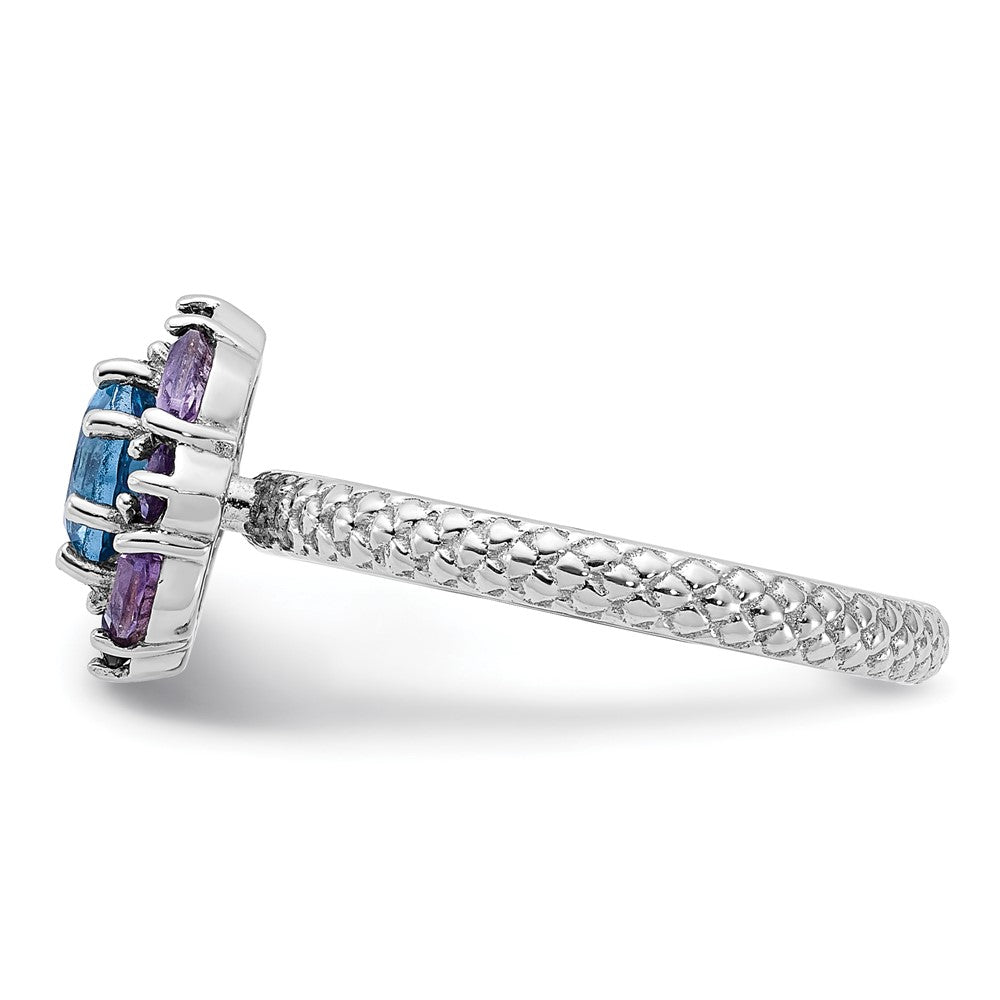 Sterlingsilber Stapelbar Expressions Amethyst und Blautopas Ring