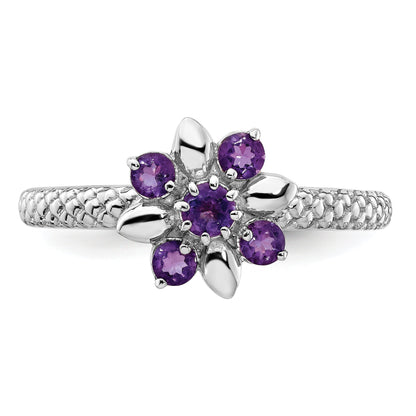 Sterlingsilber Stapelbar Expressions Amethyst Ring