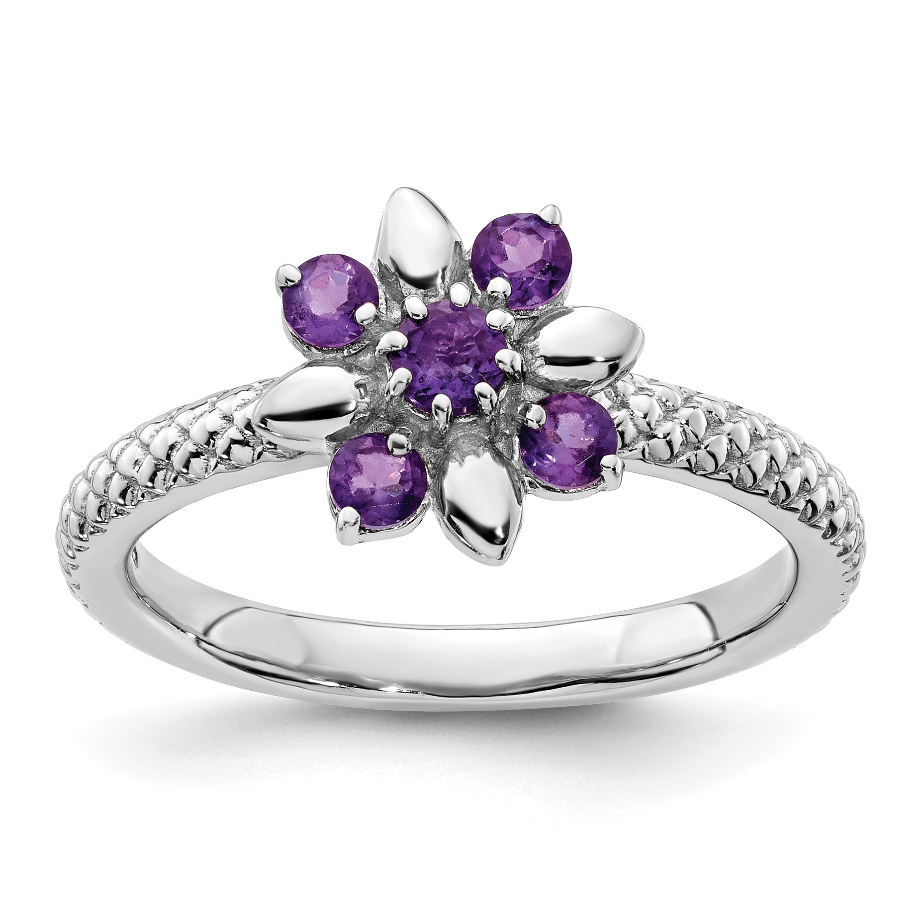 Sterlingsilber Stapelbar Expressions Amethyst Ring