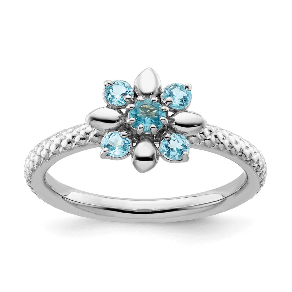 Sterlingsilber Stapelbar Expressions Blautopas Ring