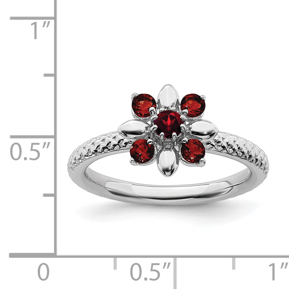 Sterlingsilber Stapelbar Expressions Granat Ring
