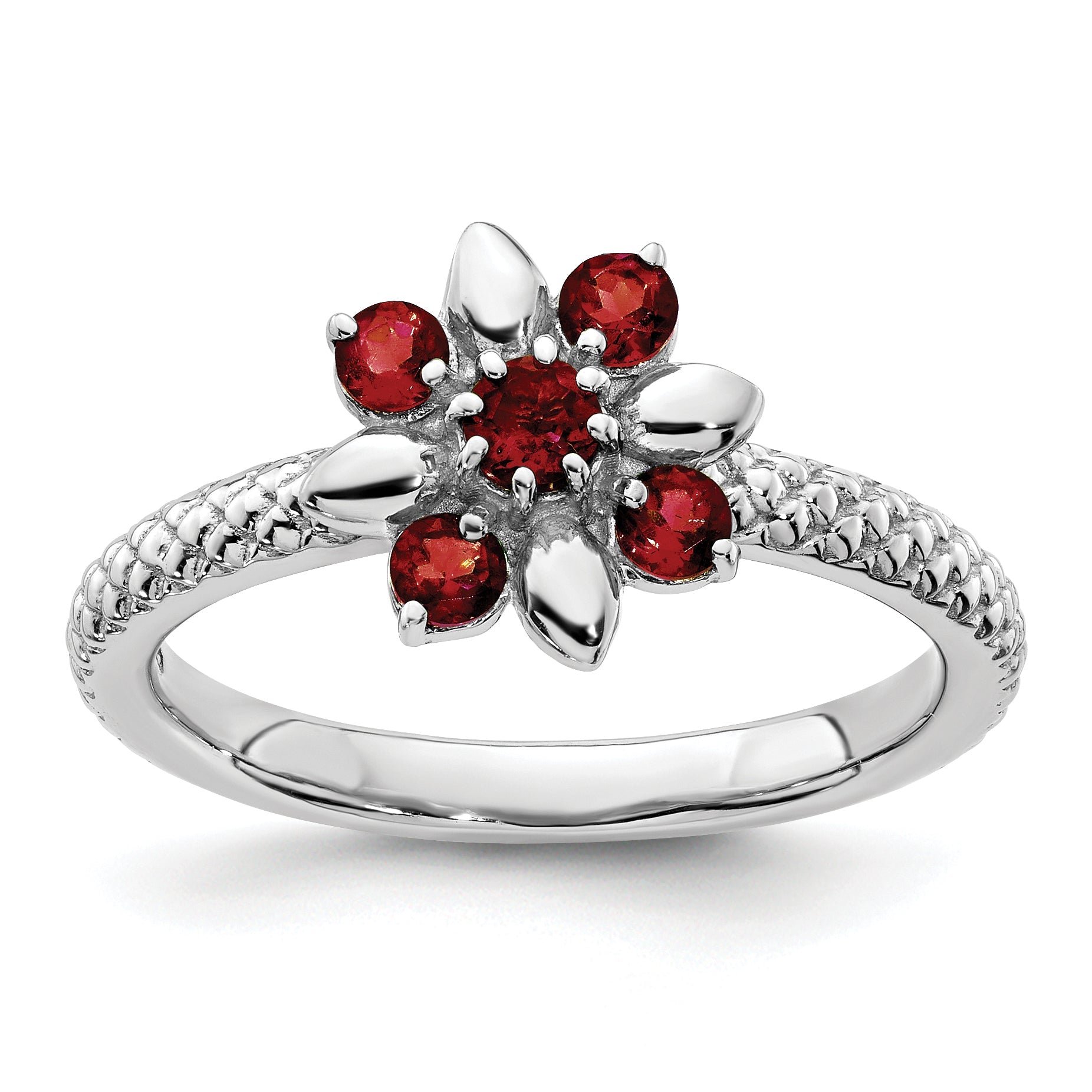 Sterlingsilber Stapelbar Expressions Granat Ring