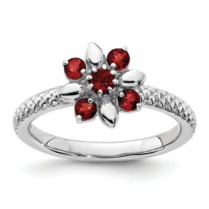 Sterlingsilber Stapelbar Expressions Granat Ring