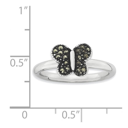 Sterlingsilber Stapelbar Expressions Markasit Schmetterling Ring