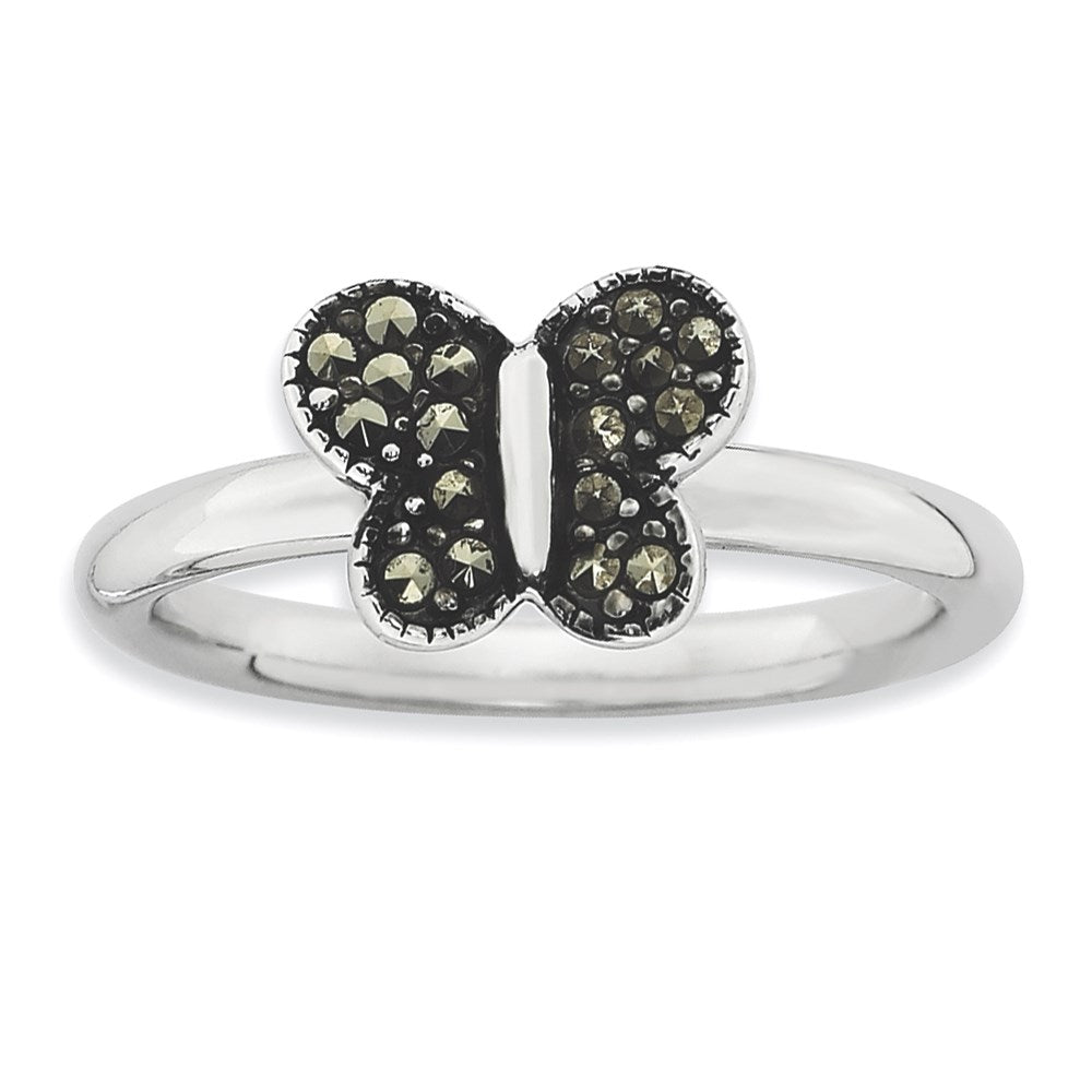 Sterlingsilber Stapelbar Expressions Markasit Schmetterling Ring