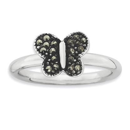Sterlingsilber Stapelbar Expressions Markasit Schmetterling Ring