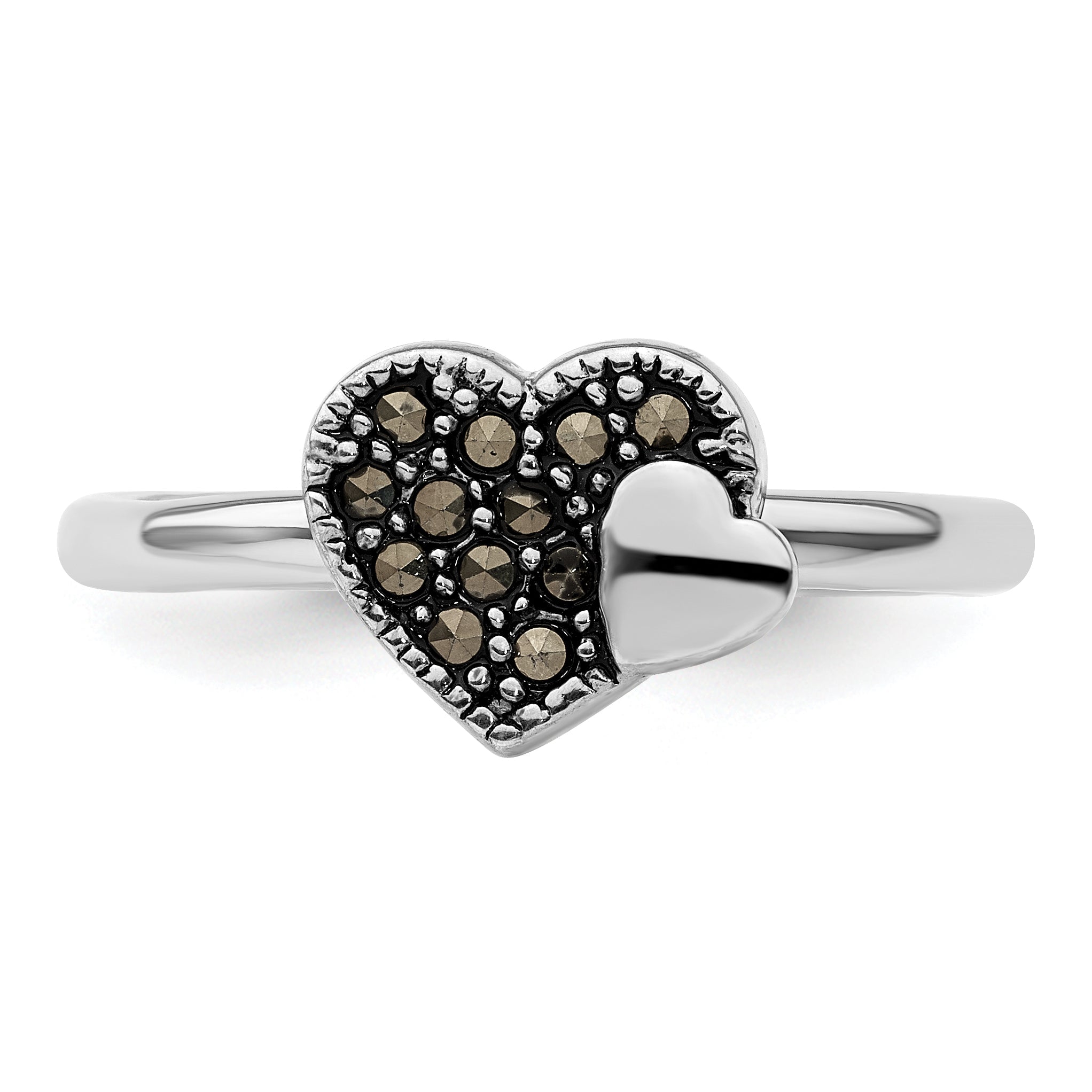 Sterlingsilber Stapelbar Expressions Markasit Herz Ring