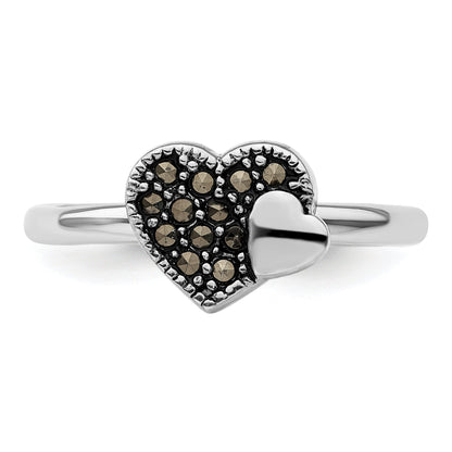 Sterlingsilber Stapelbar Expressions Markasit Herz Ring