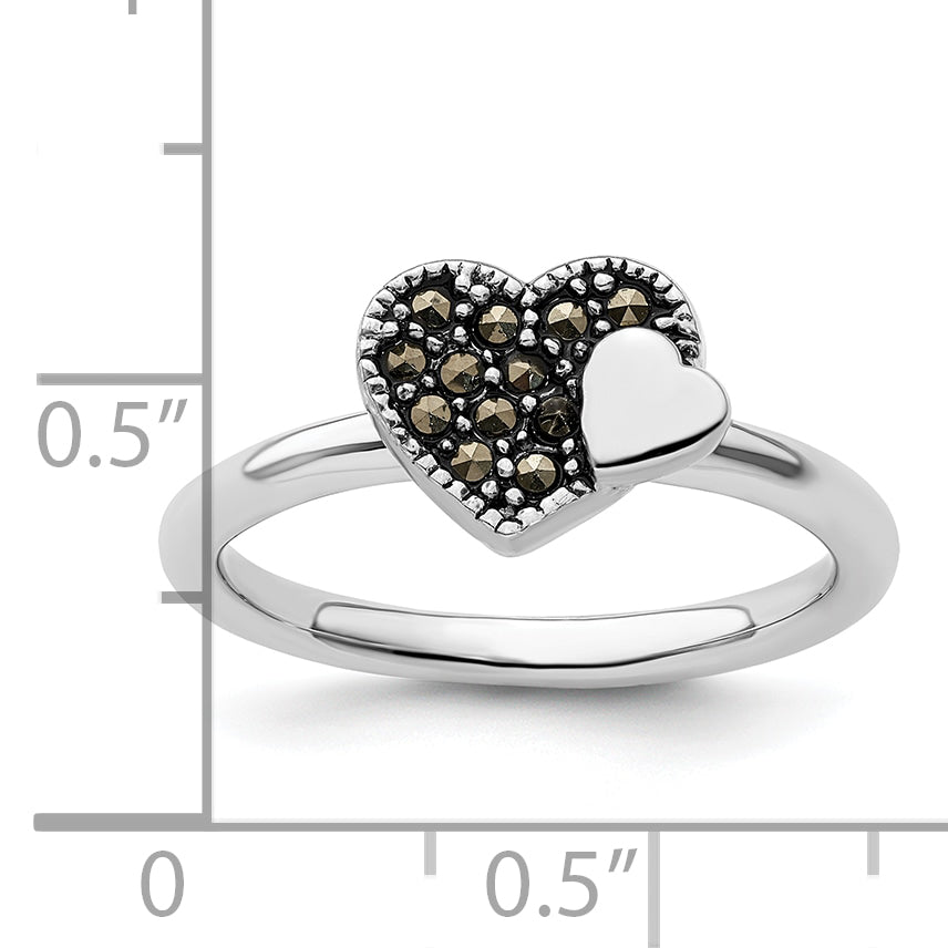 Sterlingsilber Stapelbar Expressions Markasit Herz Ring