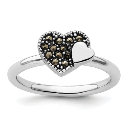 Sterlingsilber Stapelbar Expressions Markasit Herz Ring