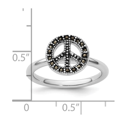 Sterlingsilber Stapelbar Expressions Markasit Frieden Zeichen Ring
