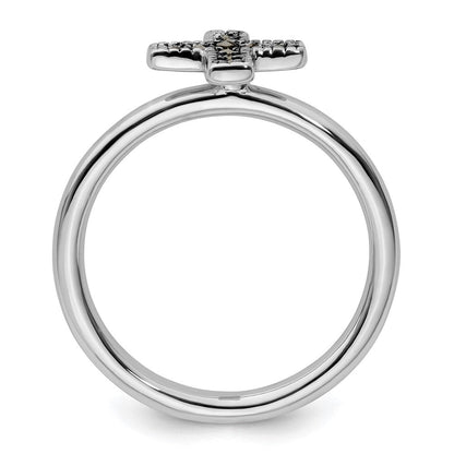 Sterlingsilber Stapelbar Expressions Markasit Kreuz Ring