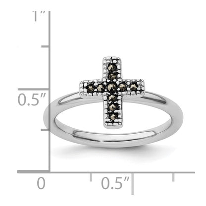 Sterlingsilber Stapelbar Expressions Markasit Kreuz Ring