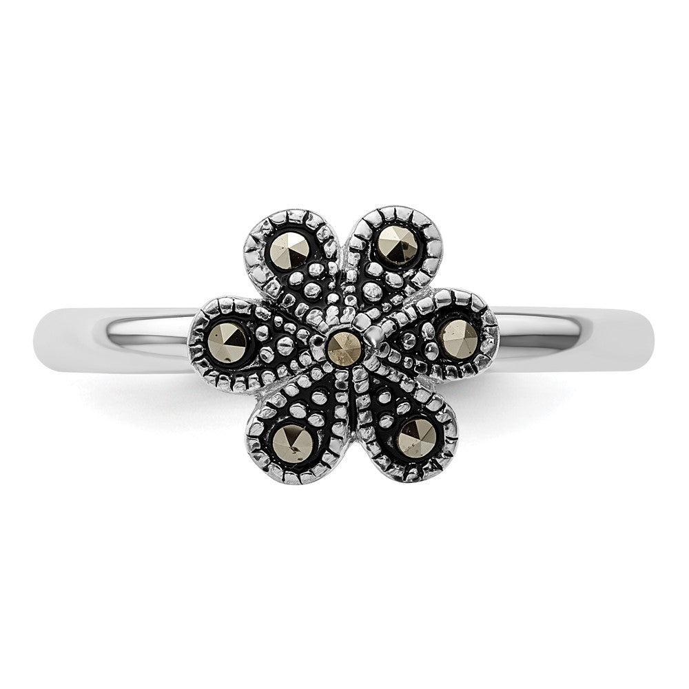 Sterlingsilber Stapelbar Expressions Markasit Gewellt Ring