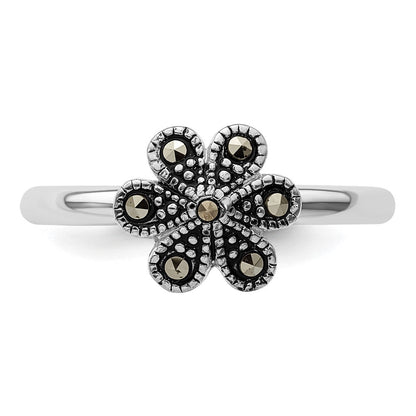 Sterlingsilber Stapelbar Expressions Markasit Gewellt Ring