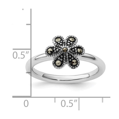 Sterlingsilber Stapelbar Expressions Markasit Gewellt Ring