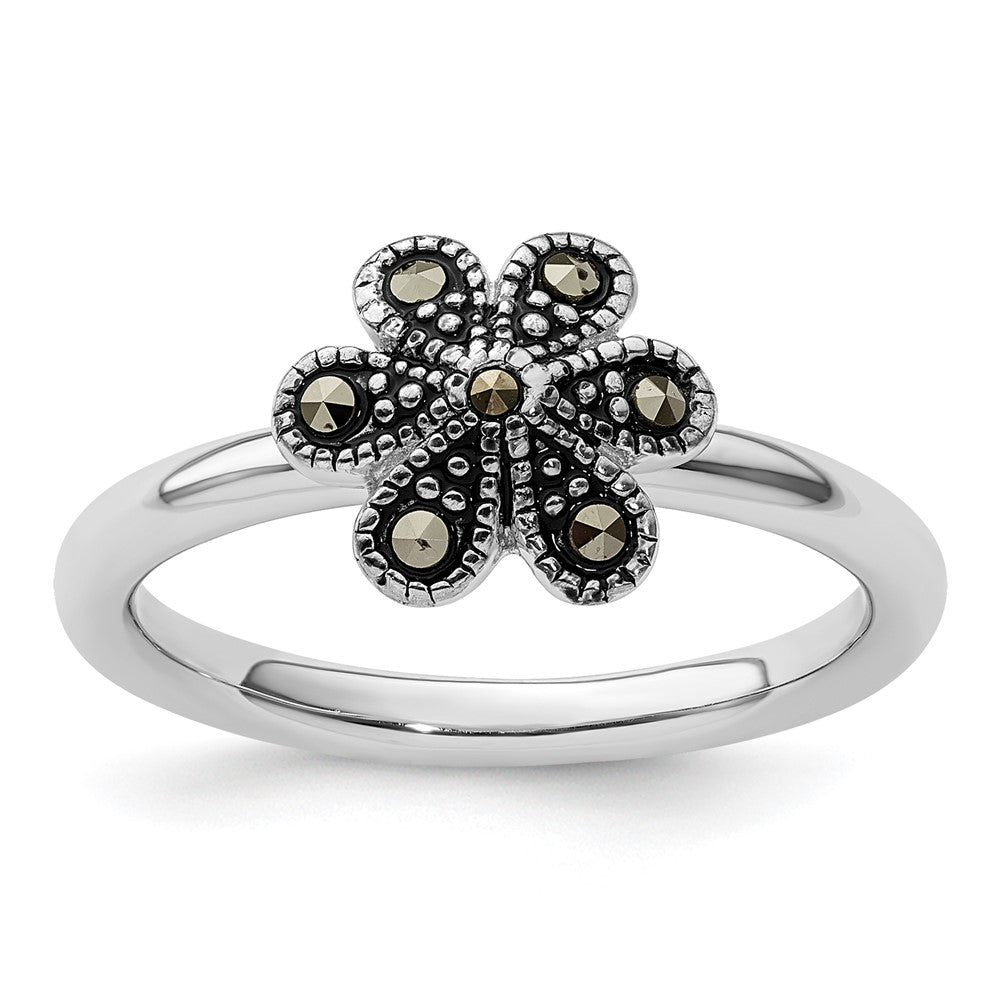 Sterlingsilber Stapelbar Expressions Markasit Gewellt Ring