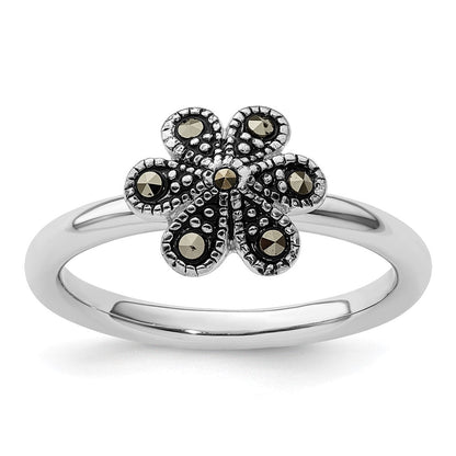 Sterlingsilber Stapelbar Expressions Markasit Gewellt Ring