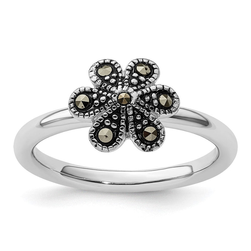 Sterlingsilber Stapelbar Expressions Markasit Gewellt Ring