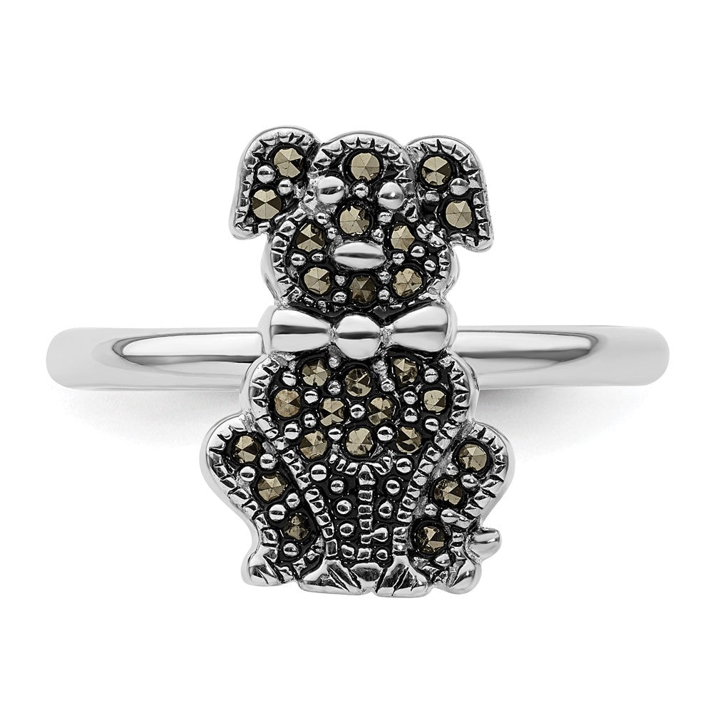 Sterlingsilber Stapelbar Expressions Markasit Hund Ring