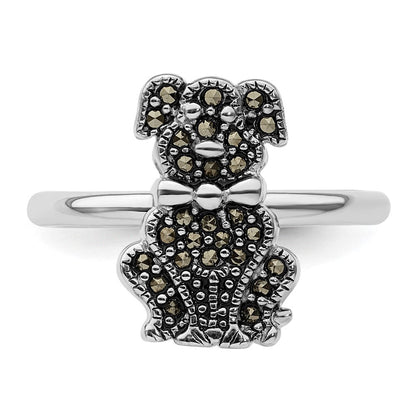 Sterlingsilber Stapelbar Expressions Markasit Hund Ring