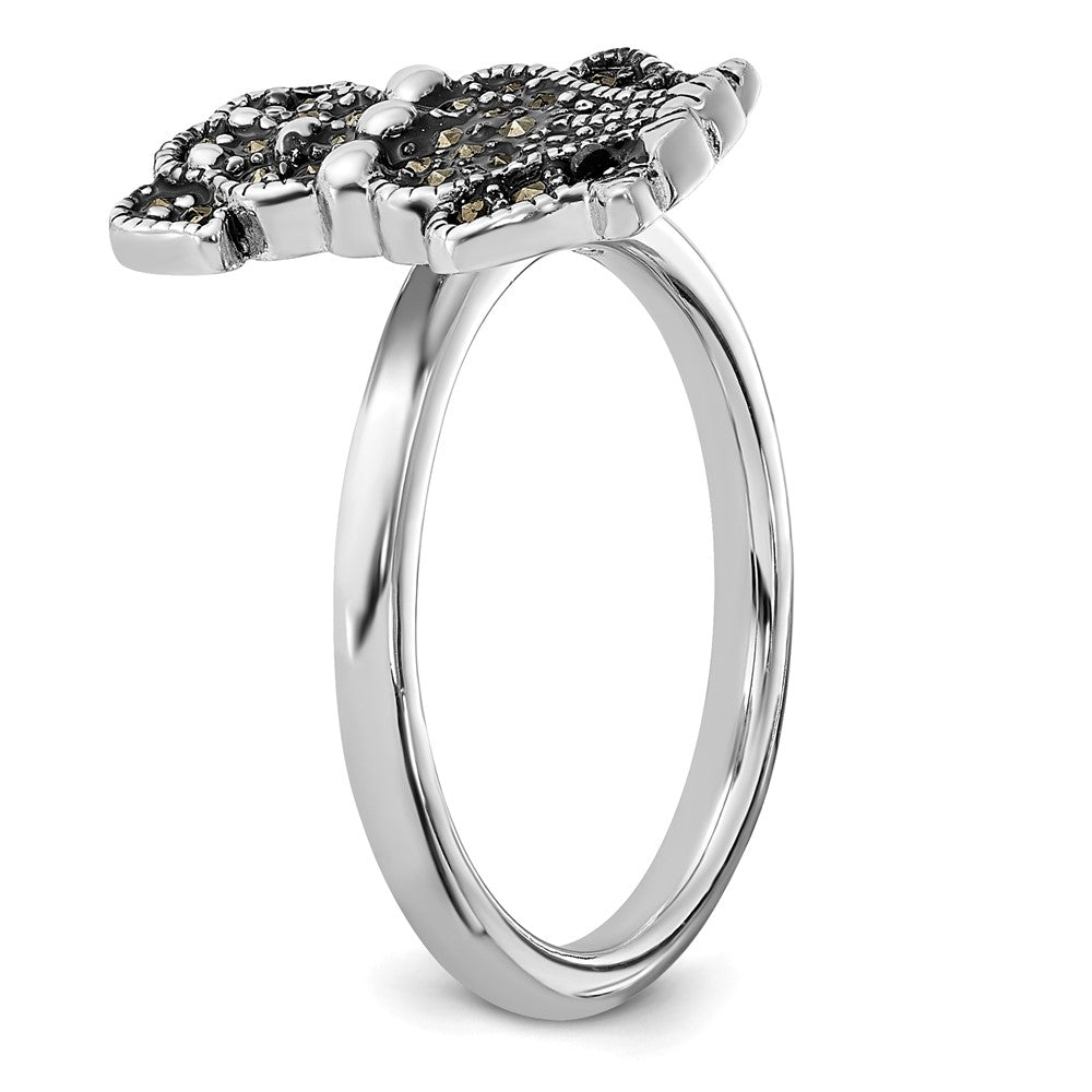 Sterlingsilber Stapelbar Expressions Markasit Hund Ring