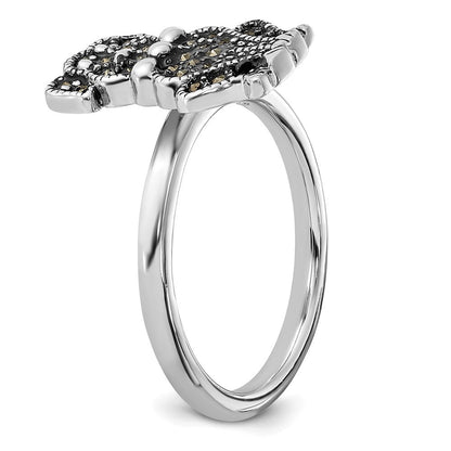 Sterlingsilber Stapelbar Expressions Markasit Hund Ring