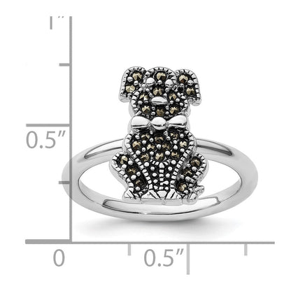 Sterlingsilber Stapelbar Expressions Markasit Hund Ring