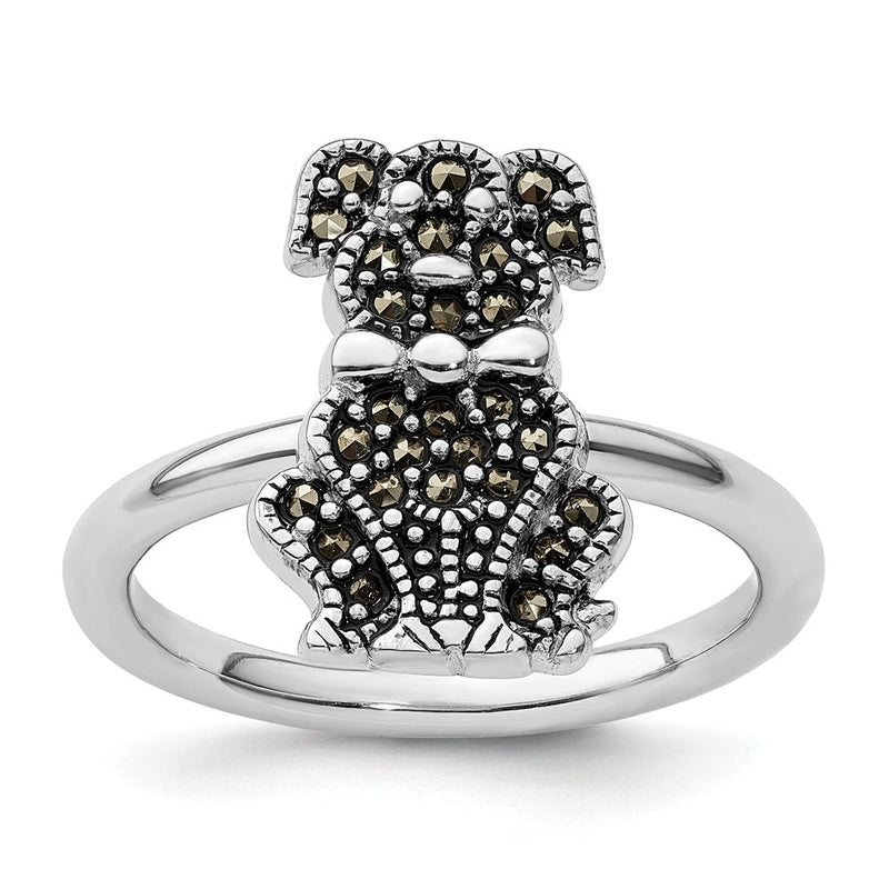 Sterlingsilber Stapelbar Expressions Markasit Hund Ring